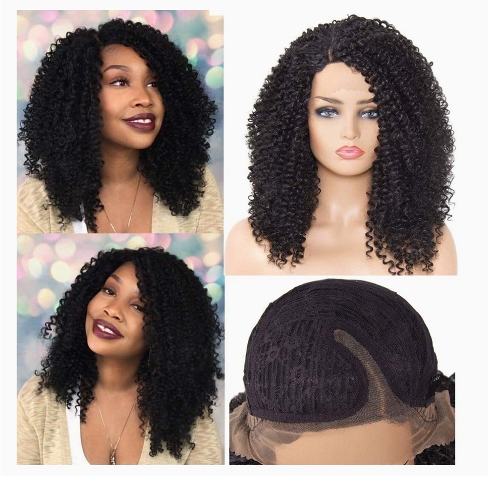Afro Kinky Synthetic L Part Lace Front Curly Wig 18” - Picture 8 of 8